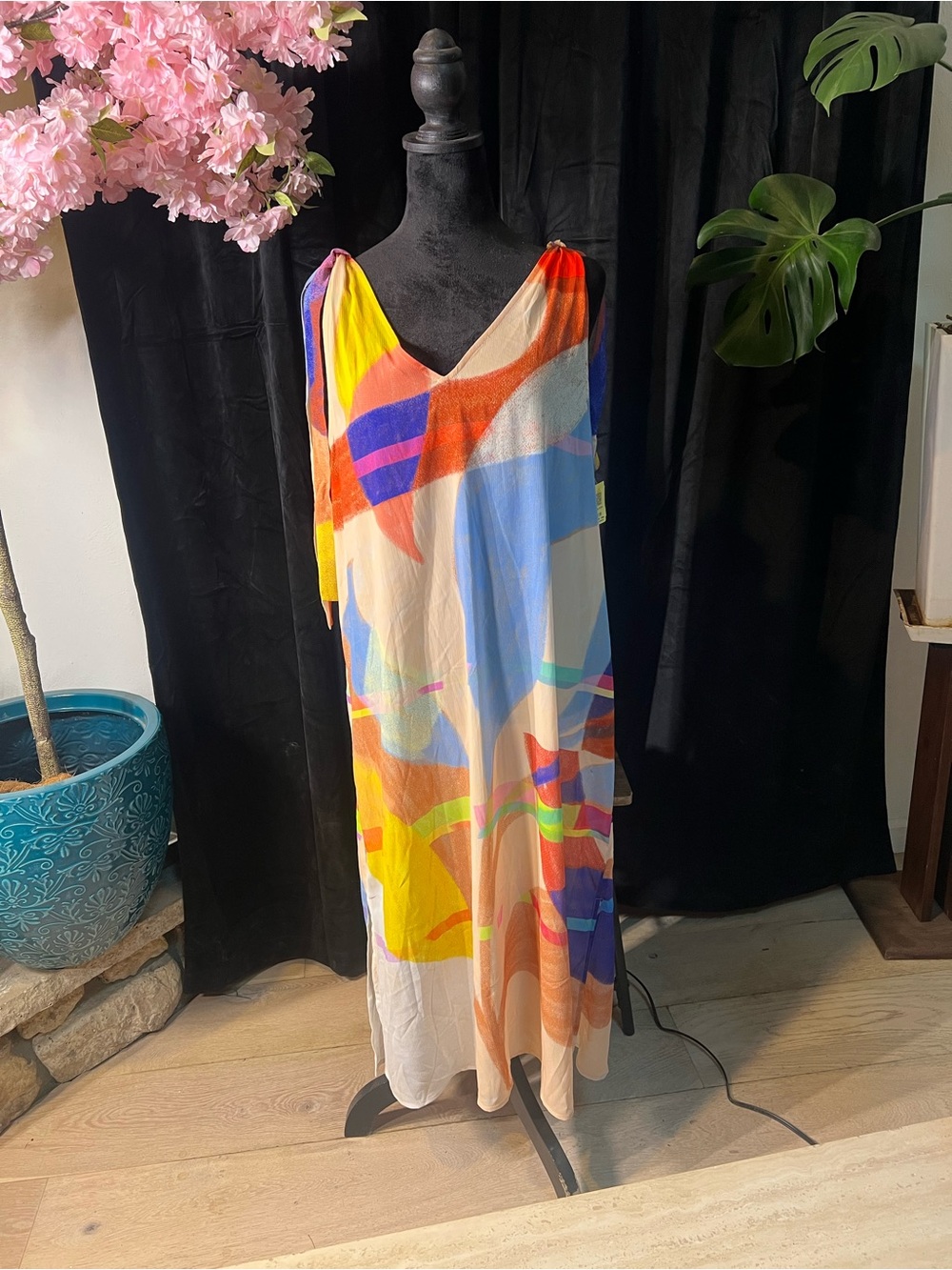 Cost Plus World Market Multicolor Abstract Maxi Dress